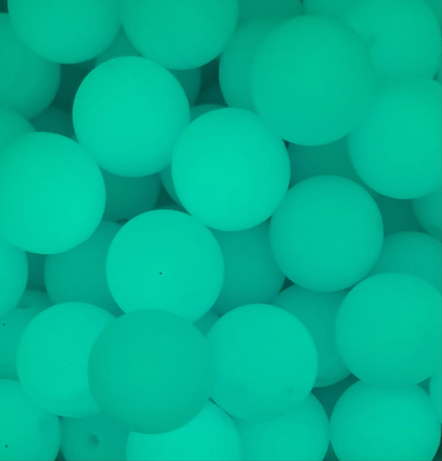 Teal Glow in the Dark 12mm Round Silicone Beads, Silicone Beads, Glow Round  Silicone Beads, Turquoise Silicone Beads